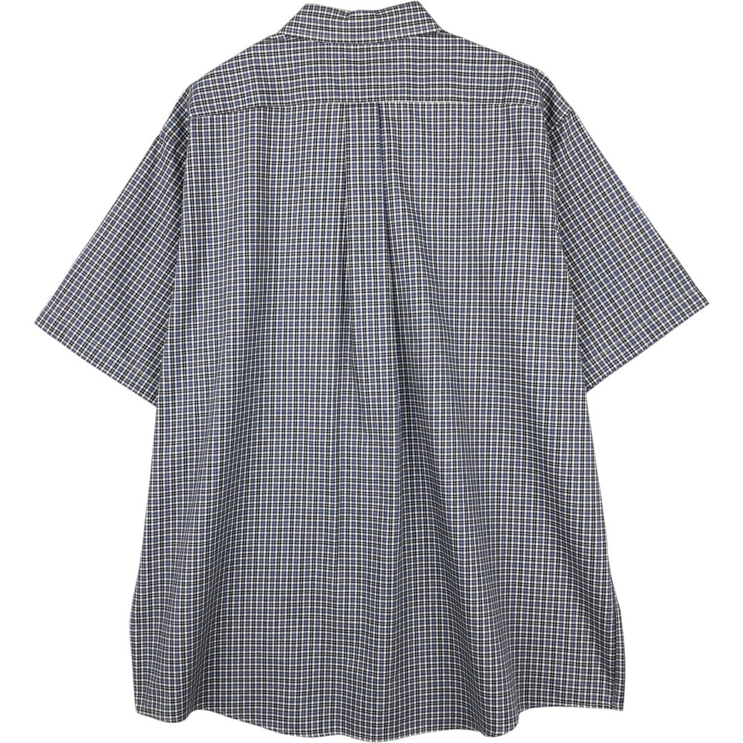 90s-00'S LLBean Short-Sleeve Button-Down Check Shirt, Men's Size XL (Equivalent), Vintage cotton blue type Vintage Second Hand