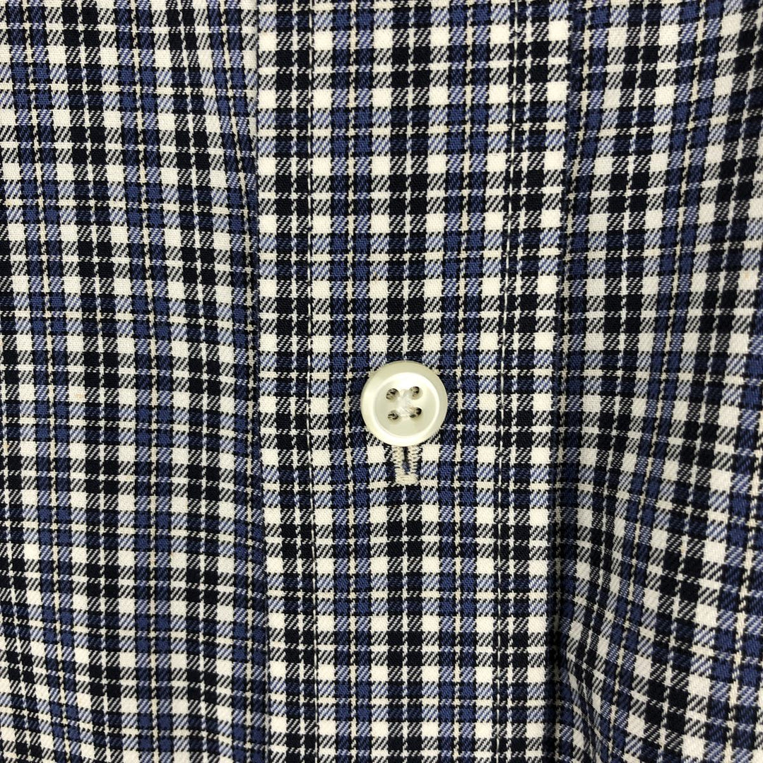 90s-00'S LLBean Short-Sleeve Button-Down Check Shirt, Men's Size XL (Equivalent), Vintage cotton blue type Vintage Second Hand