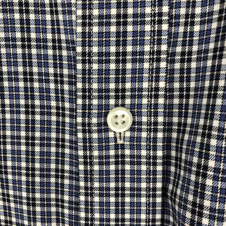90s-00'S LLBean Short-Sleeve Button-Down Check Shirt, Men's Size XL (Equivalent), Vintage cotton blue type Vintage Second Hand