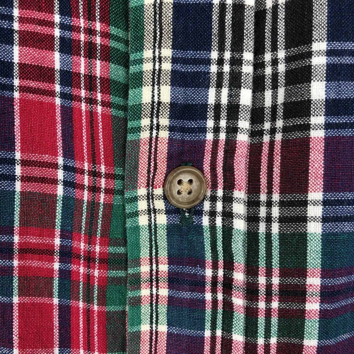 Brooks Brothers Est. 1818 SPORT SHIRT Short-Sleeve Button-Down Check Shirt, Men's Size XL (approx.) cotton green type Vintage Second Hand
