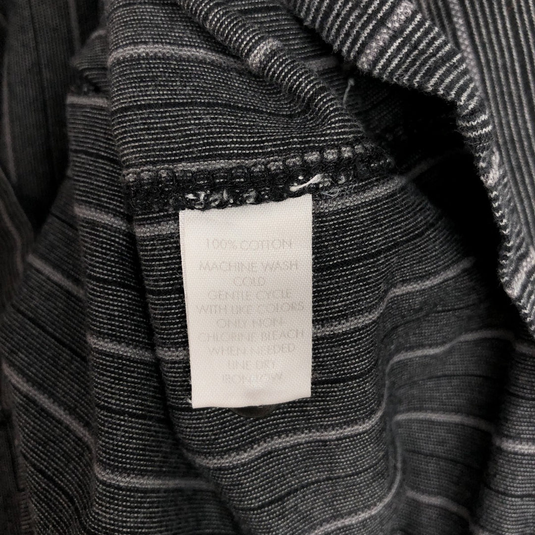 2000'S Calvin Klein Short-Sleeve Cotton Striped Shirt, Boxy Fit, Men's Size L (approx.) cotton Charcoal Vintage Second Hand
