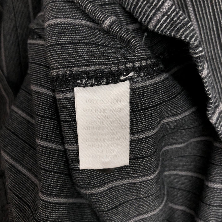 2000'S Calvin Klein Short-Sleeve Cotton Striped Shirt, Boxy Fit, Men's Size L (approx.) cotton Charcoal Vintage Second Hand