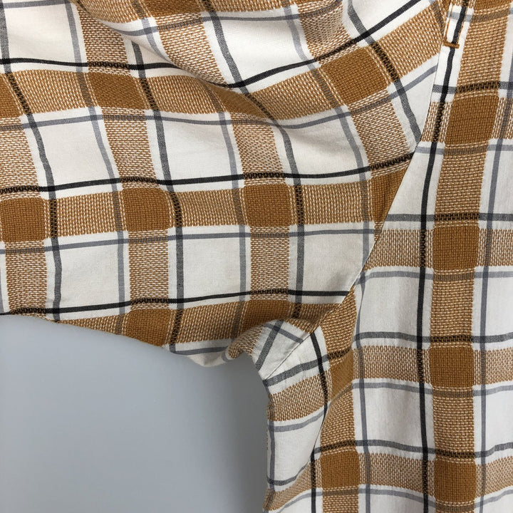 90s-00'S Timberland Short-Sleeve Cotton Check Shirt, Boxy Shirt, Men's Size M (Equivalent), Vintage cotton orange type Vintage Second Hand
