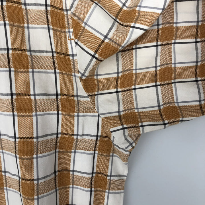 90s-00'S Timberland Short-Sleeve Cotton Check Shirt, Boxy Shirt, Men's Size M (Equivalent), Vintage cotton orange type Vintage Second Hand