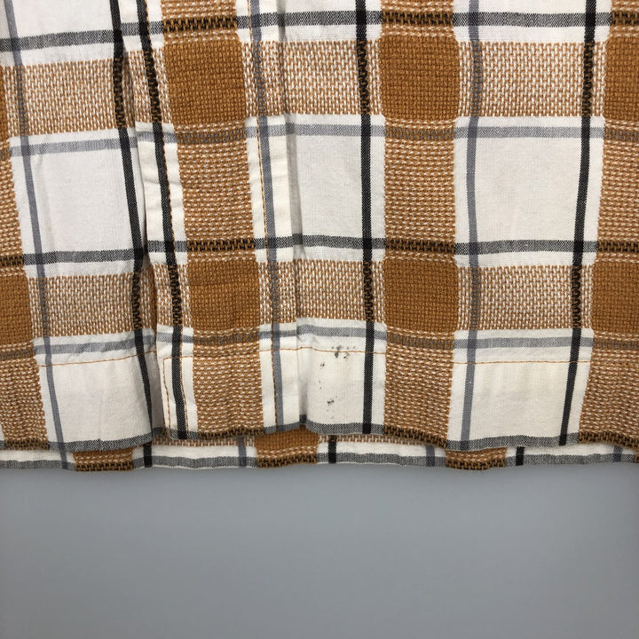 90s-00'S Timberland Short-Sleeve Cotton Check Shirt, Boxy Shirt, Men's Size M (Equivalent), Vintage cotton orange type Vintage Second Hand