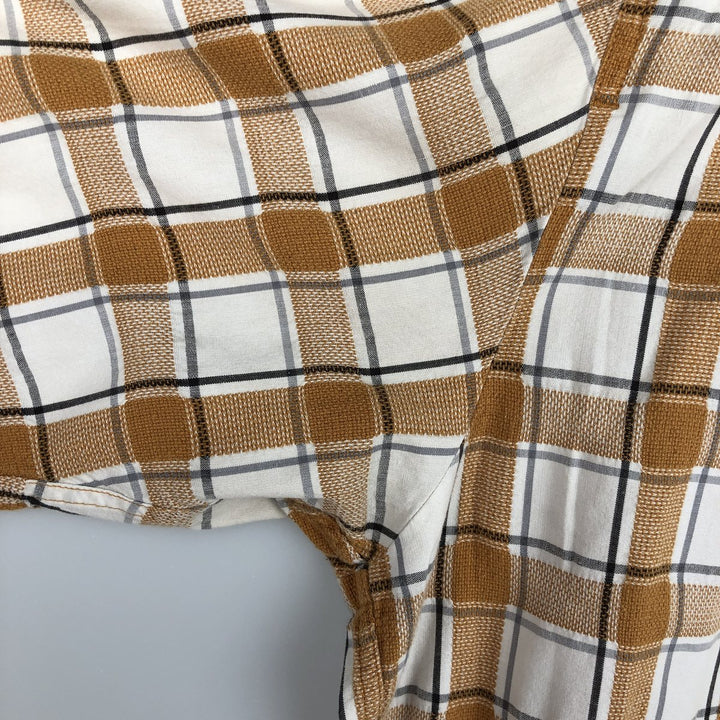 90s-00'S Timberland Short-Sleeve Cotton Check Shirt, Boxy Shirt, Men's Size M (Equivalent), Vintage cotton orange type Vintage Second Hand