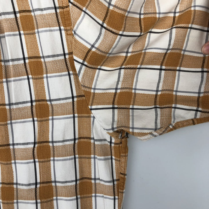90s-00'S Timberland Short-Sleeve Cotton Check Shirt, Boxy Shirt, Men's Size M (Equivalent), Vintage cotton orange type Vintage Second Hand