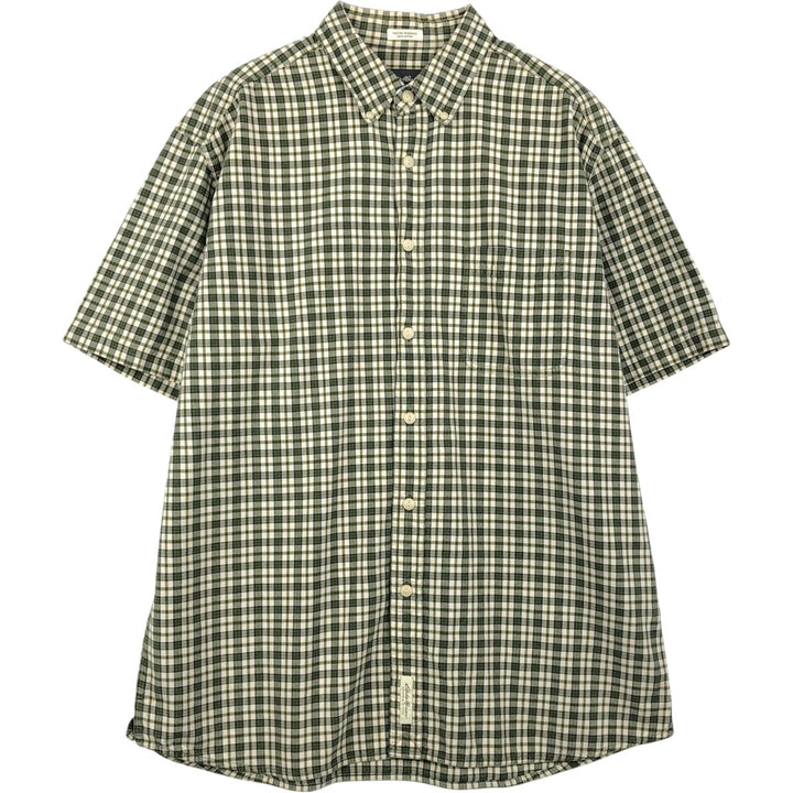 Eddie Bauer INDIAN MADRAS Short-Sleeve Button-Down Check Shirt, Men's Size L (approx.) cotton green type yellow green Vintage Second Hand