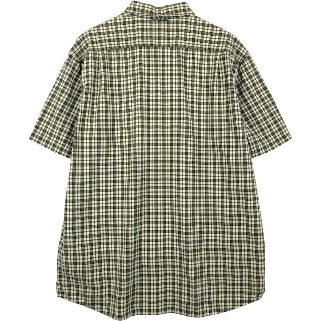 Eddie Bauer INDIAN MADRAS Short-Sleeve Button-Down Check Shirt, Men's Size L (approx.) cotton green type yellow green Vintage Second Hand
