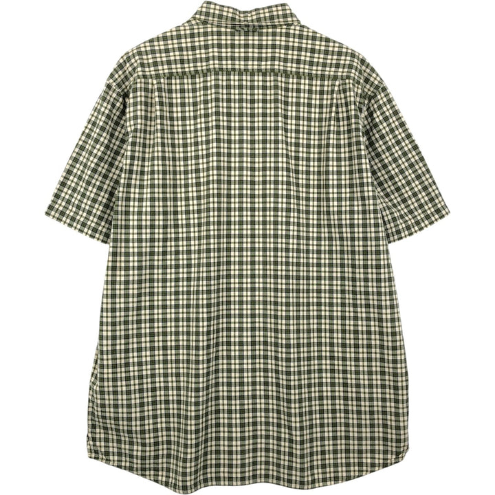 Eddie Bauer INDIAN MADRAS Short-Sleeve Button-Down Check Shirt, Men's Size L (approx.) cotton green type yellow green Vintage Second Hand