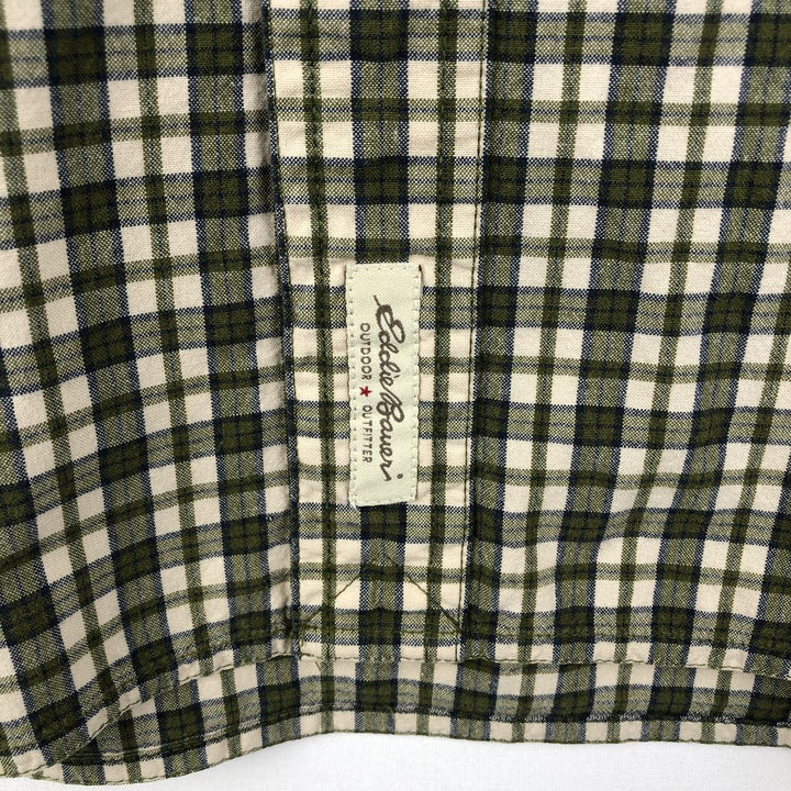 Eddie Bauer INDIAN MADRAS Short-Sleeve Button-Down Check Shirt, Men's Size L (approx.) cotton green type yellow green Vintage Second Hand