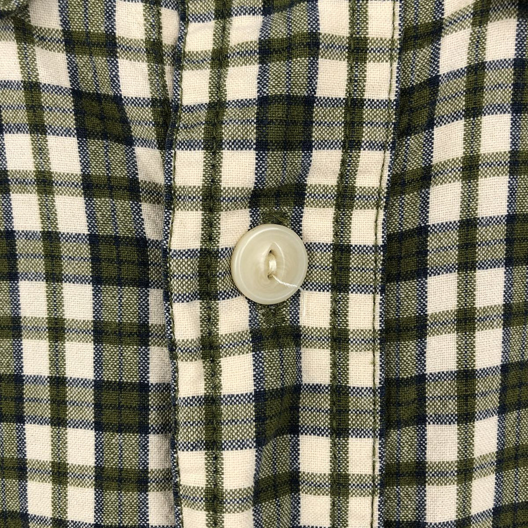 Eddie Bauer INDIAN MADRAS Short-Sleeve Button-Down Check Shirt, Men's Size L (approx.) cotton green type yellow green Vintage Second Hand