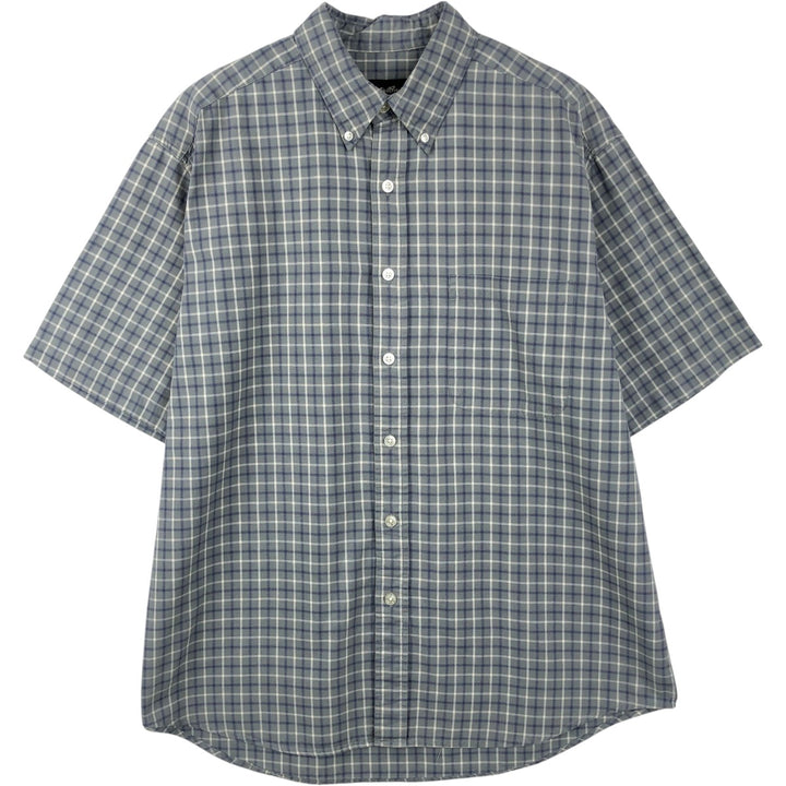 Eddie Bauer short sleeve button down check shirt, men's size L cotton gray type Vintage Second Hand
