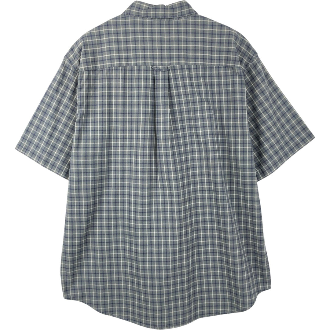 Eddie Bauer short sleeve button down check shirt, men's size L cotton gray type Vintage Second Hand
