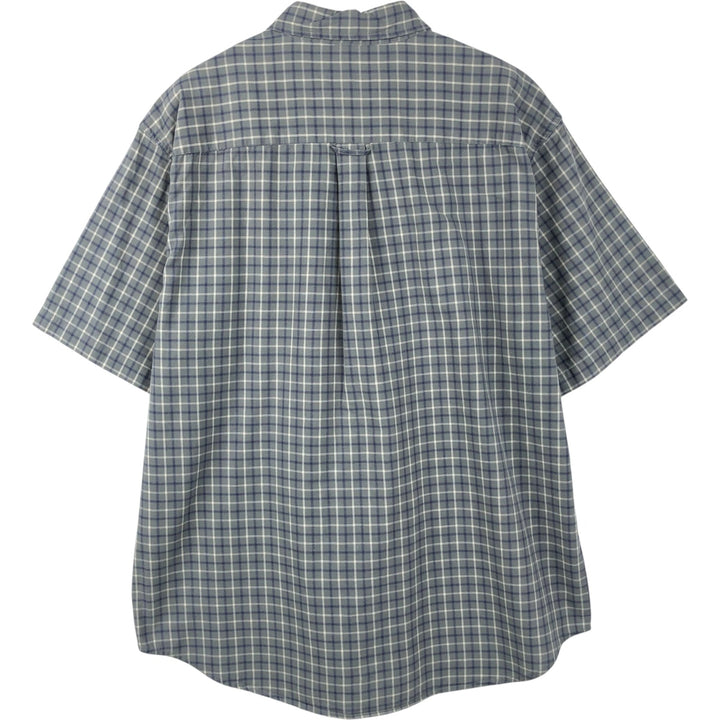 Eddie Bauer short sleeve button down check shirt, men's size L cotton gray type Vintage Second Hand