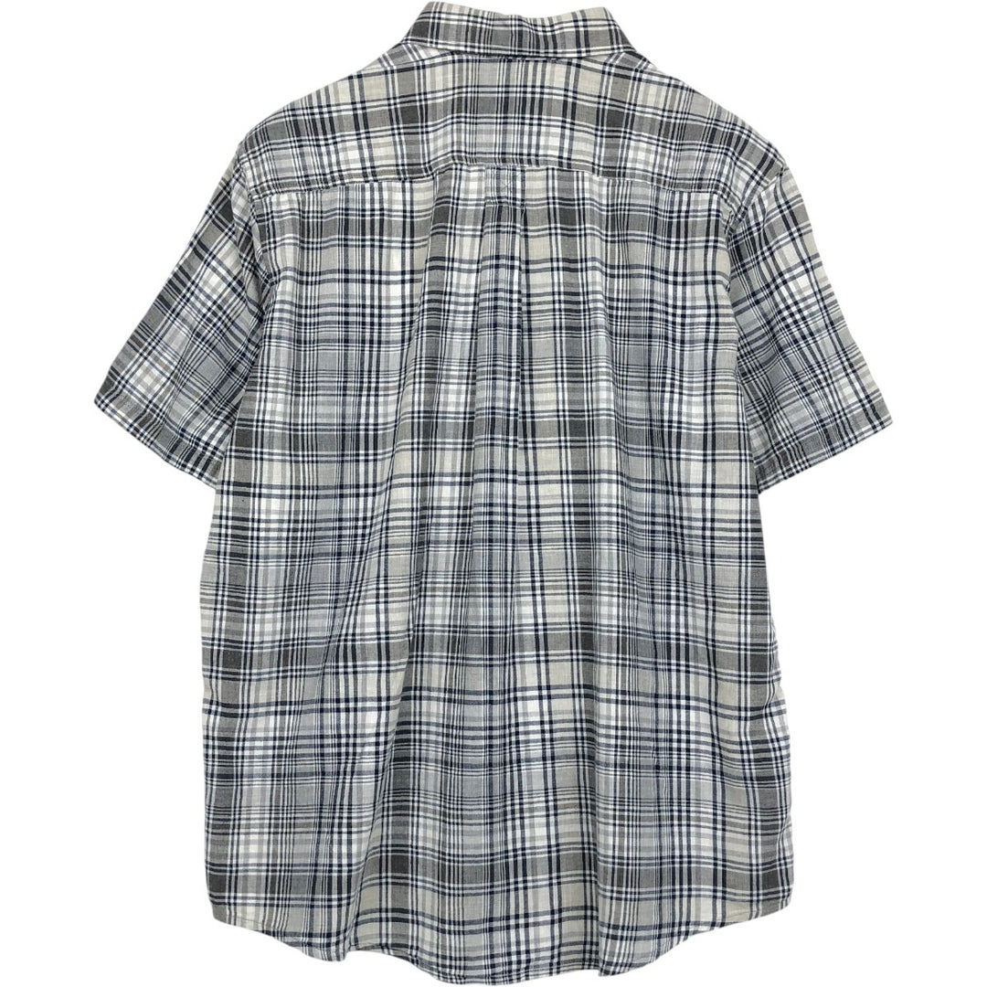 Eddie Bauer Classic Fit Short Sleeve Button-Down Check Shirt, Men's Size L cotton gray type Vintage Second Hand