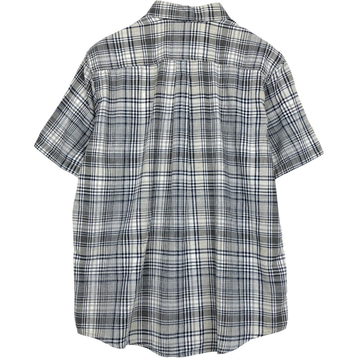 Eddie Bauer Classic Fit Short Sleeve Button-Down Check Shirt, Men's Size L cotton gray type Vintage Second Hand