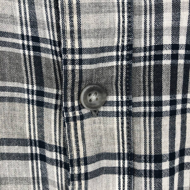 Eddie Bauer Classic Fit Short Sleeve Button-Down Check Shirt, Men's Size L cotton gray type Vintage Second Hand