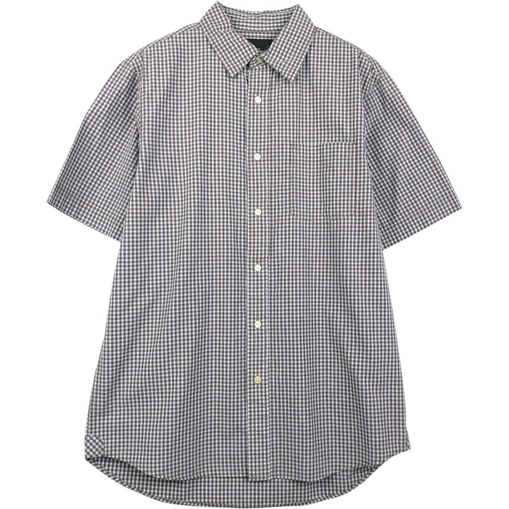 Eddie Bauer Short-Sleeve Cotton Check Shirt, Men's Size M (approx.) cotton brown type Vintage Second Hand