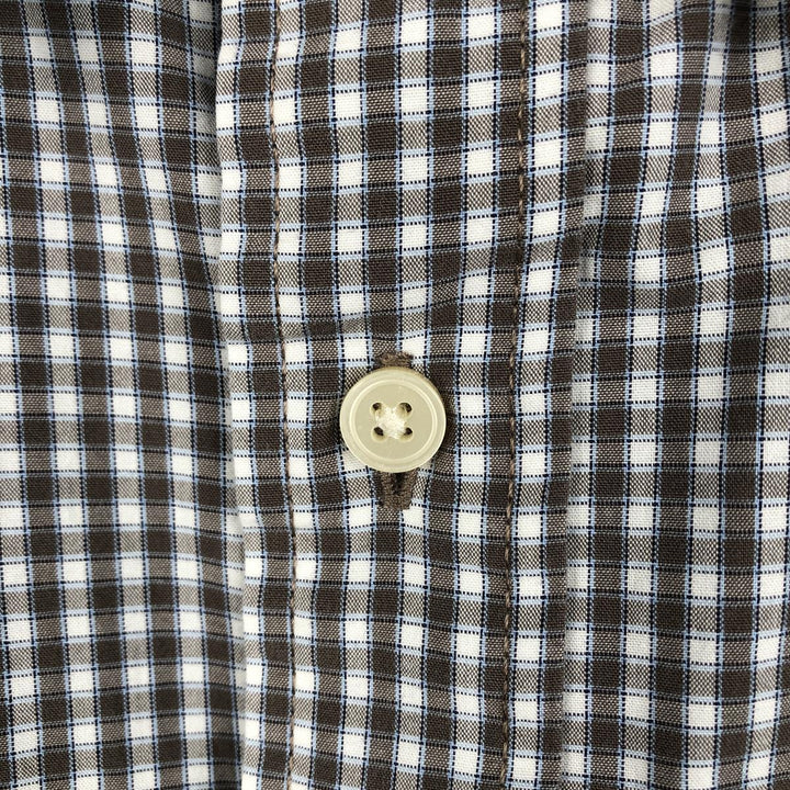 Eddie Bauer Short-Sleeve Cotton Check Shirt, Men's Size M (approx.) cotton brown type Vintage Second Hand
