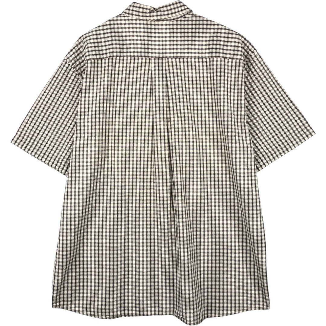 Eddie Bauer short sleeve button down check shirt, men's XL size cotton Beige type Vintage Second Hand