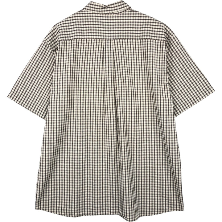 Eddie Bauer short sleeve button down check shirt, men's XL size cotton Beige type Vintage Second Hand