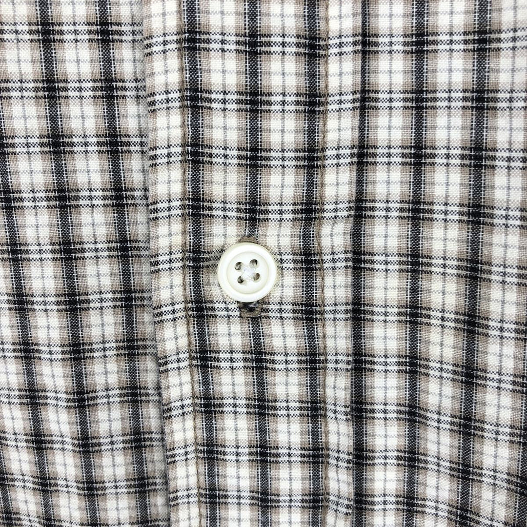 Eddie Bauer short sleeve button down check shirt, men's XL size cotton Beige type Vintage Second Hand
