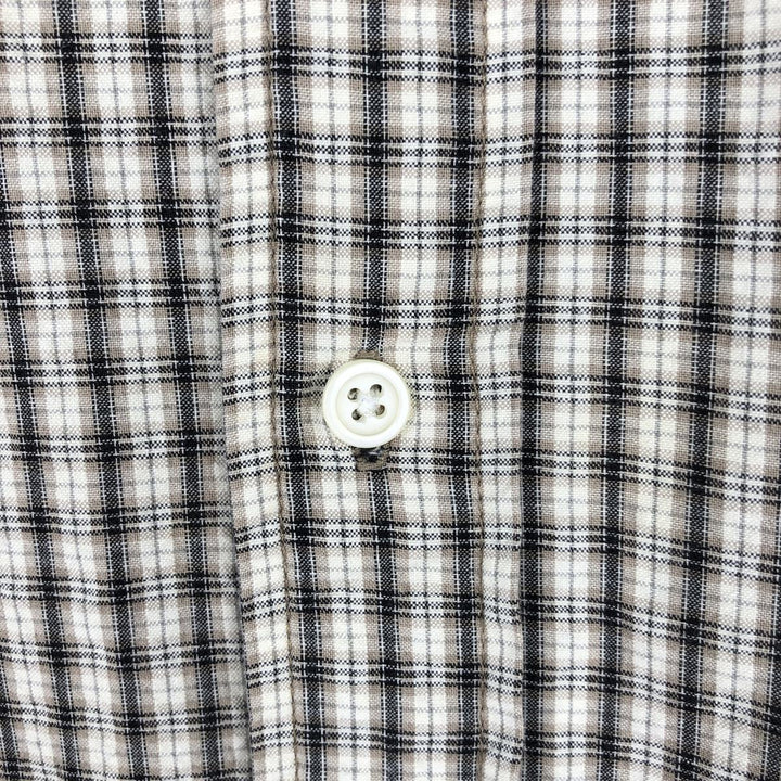 Eddie Bauer short sleeve button down check shirt, men's XL size cotton Beige type Vintage Second Hand