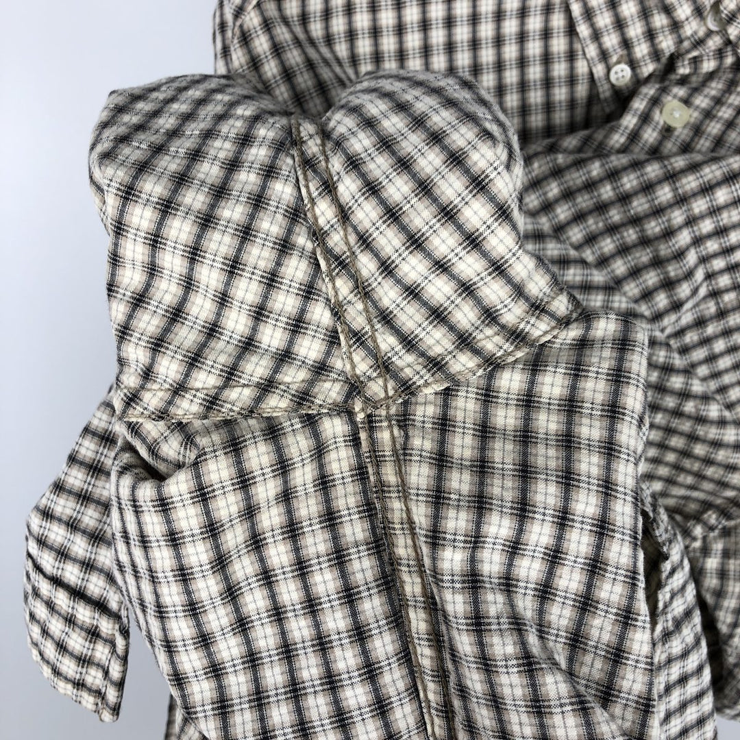Eddie Bauer short sleeve button down check shirt, men's XL size cotton Beige type Vintage Second Hand