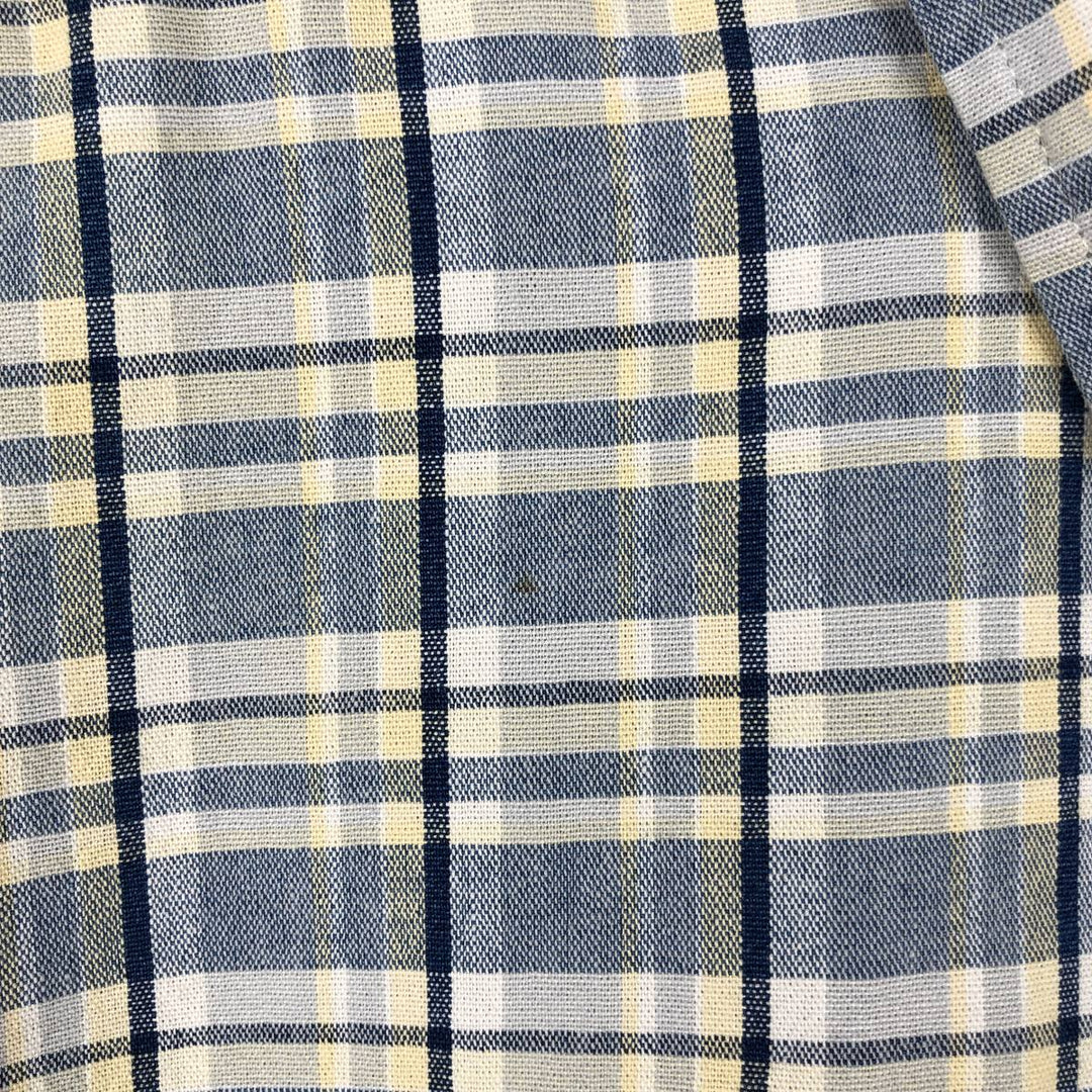 Eddie Bauer short sleeve button down check shirt, men's size M cotton blue type Vintage Second Hand