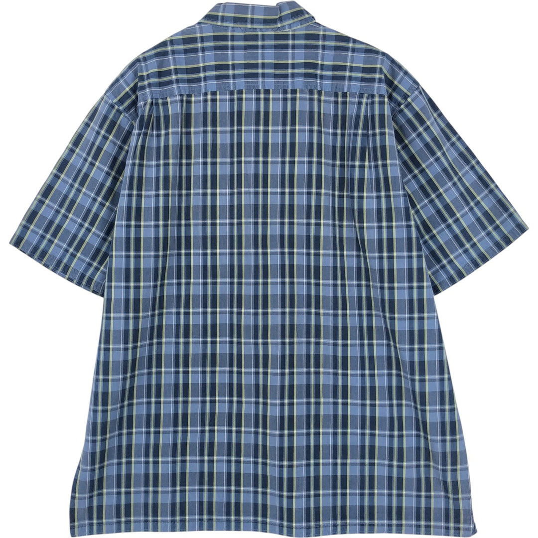 90s-00'S GAP (Old GAP) Short-Sleeve Cotton Check Shirt, Boxy Shirt, Men's Size L (Equivalent), Vintage cotton blue type Vintage Second Hand