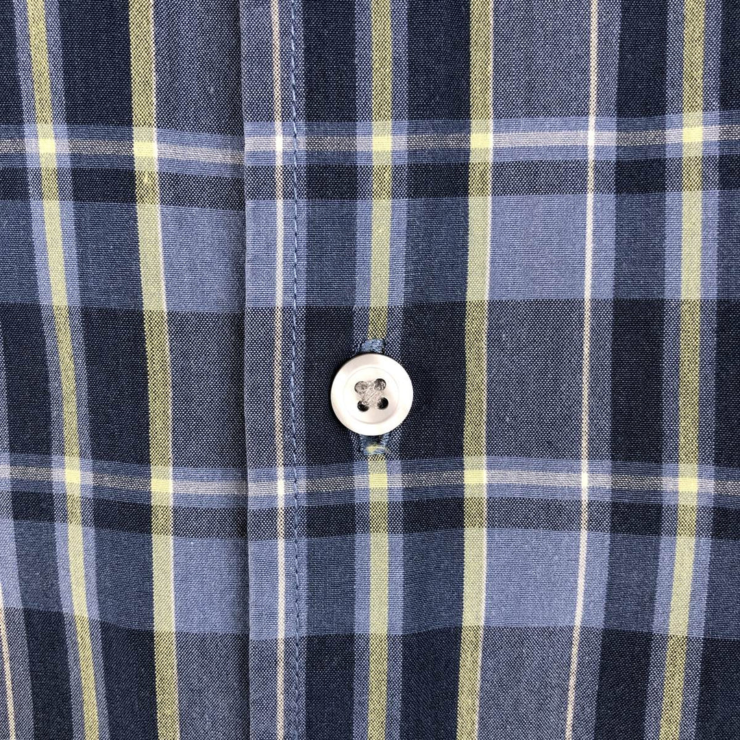 90s-00'S GAP (Old GAP) Short-Sleeve Cotton Check Shirt, Boxy Shirt, Men's Size L (Equivalent), Vintage cotton blue type Vintage Second Hand