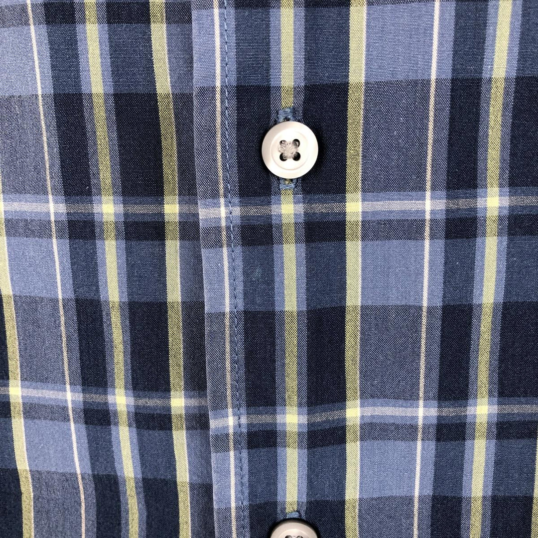 90s-00'S GAP (Old GAP) Short-Sleeve Cotton Check Shirt, Boxy Shirt, Men's Size L (Equivalent), Vintage cotton blue type Vintage Second Hand
