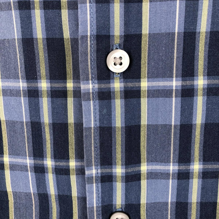 90s-00'S GAP (Old GAP) Short-Sleeve Cotton Check Shirt, Boxy Shirt, Men's Size L (Equivalent), Vintage cotton blue type Vintage Second Hand