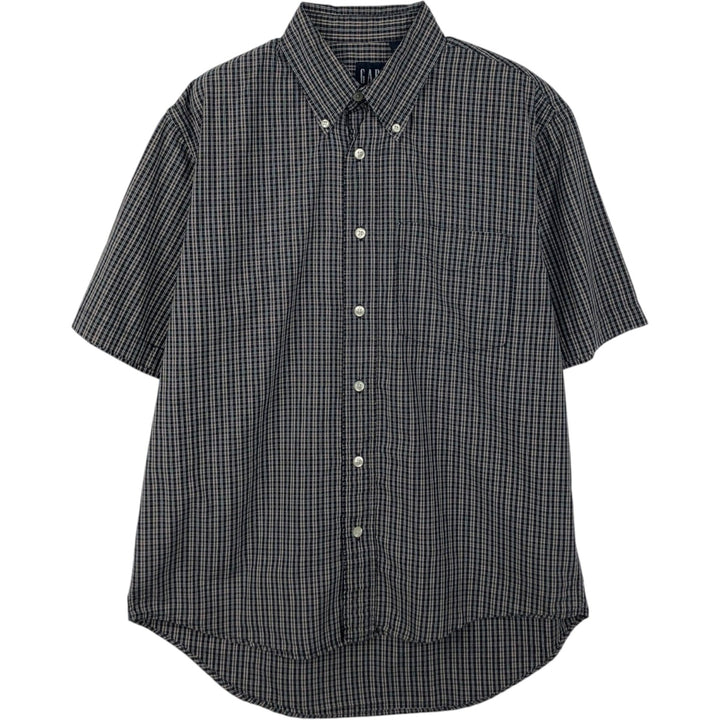 GAP Short-Sleeve Button-Down Check Shirt, Men's Size S (approx.) cotton beige type brown Vintage Second Hand