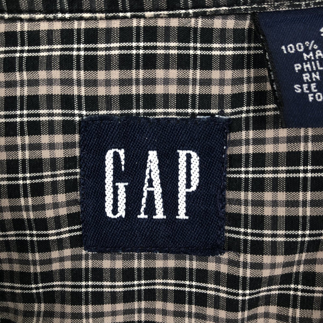 GAP Short-Sleeve Button-Down Check Shirt, Men's Size S (approx.) cotton beige type brown Vintage Second Hand
