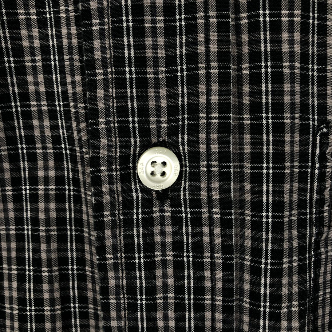 GAP Short-Sleeve Button-Down Check Shirt, Men's Size S (approx.) cotton beige type brown Vintage Second Hand