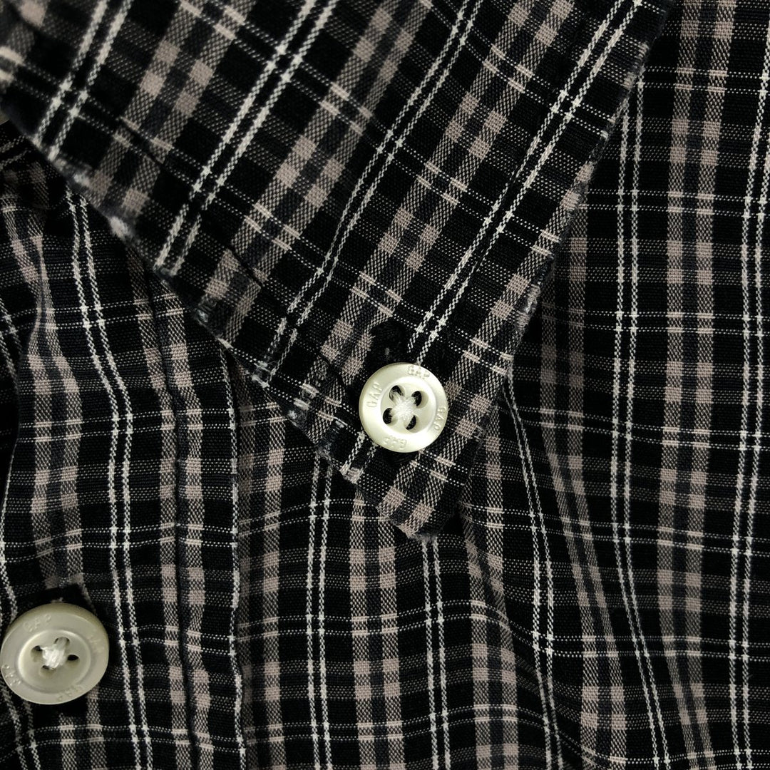 GAP Short-Sleeve Button-Down Check Shirt, Men's Size S (approx.) cotton beige type brown Vintage Second Hand