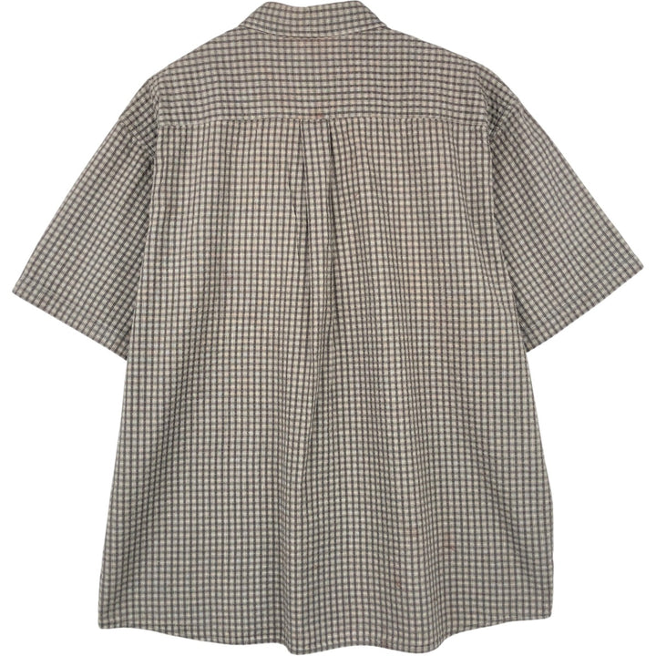 Eddie Bauer short sleeve button down check shirt, men's XL size cotton gray type Vintage Second Hand