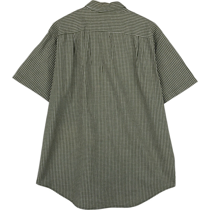 Eddie Bauer seersucker short-sleeved button-down check shirt, men's size XL. cotton Khaki type Vintage Second Hand