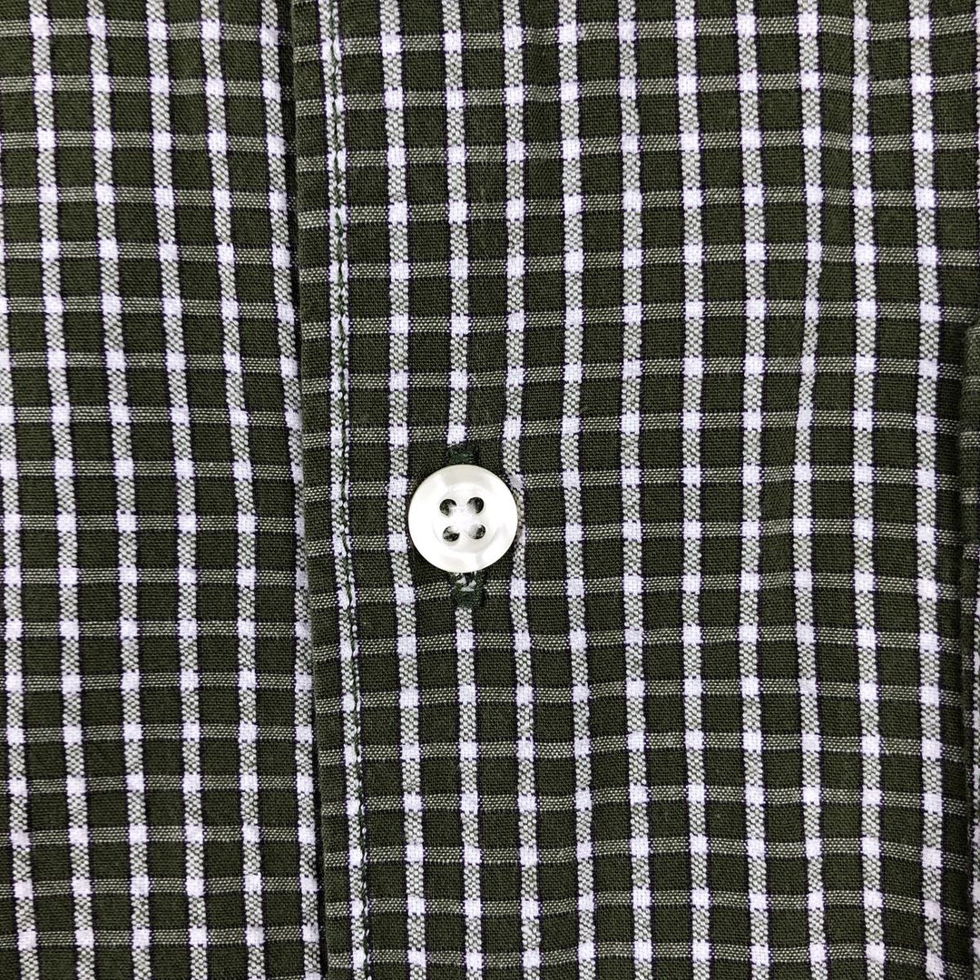 Eddie Bauer seersucker short-sleeved button-down check shirt, men's size XL. cotton Khaki type Vintage Second Hand