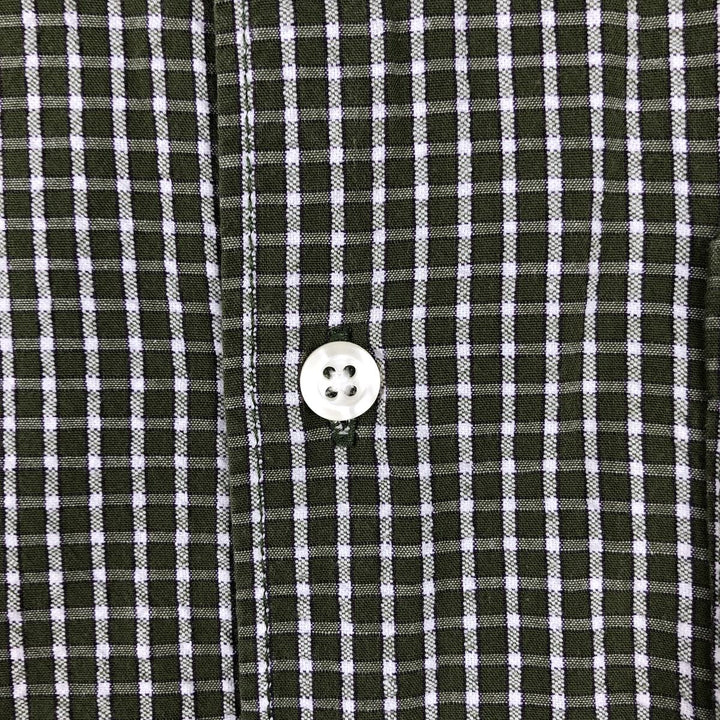 Eddie Bauer seersucker short-sleeved button-down check shirt, men's size XL. cotton Khaki type Vintage Second Hand