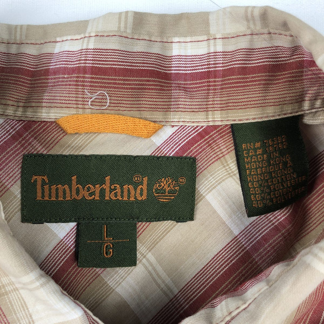 Vintage 90s-00'S Timberland short-sleeved cotton plaid shirt, men's size L cotton red type Vintage Second Hand