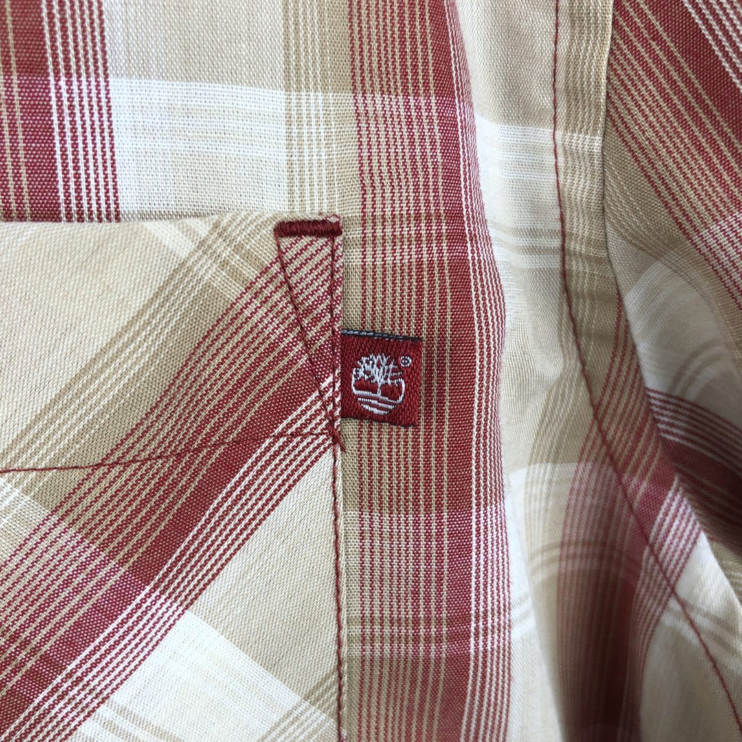 Vintage 90s-00'S Timberland short-sleeved cotton plaid shirt, men's size L cotton red type Vintage Second Hand