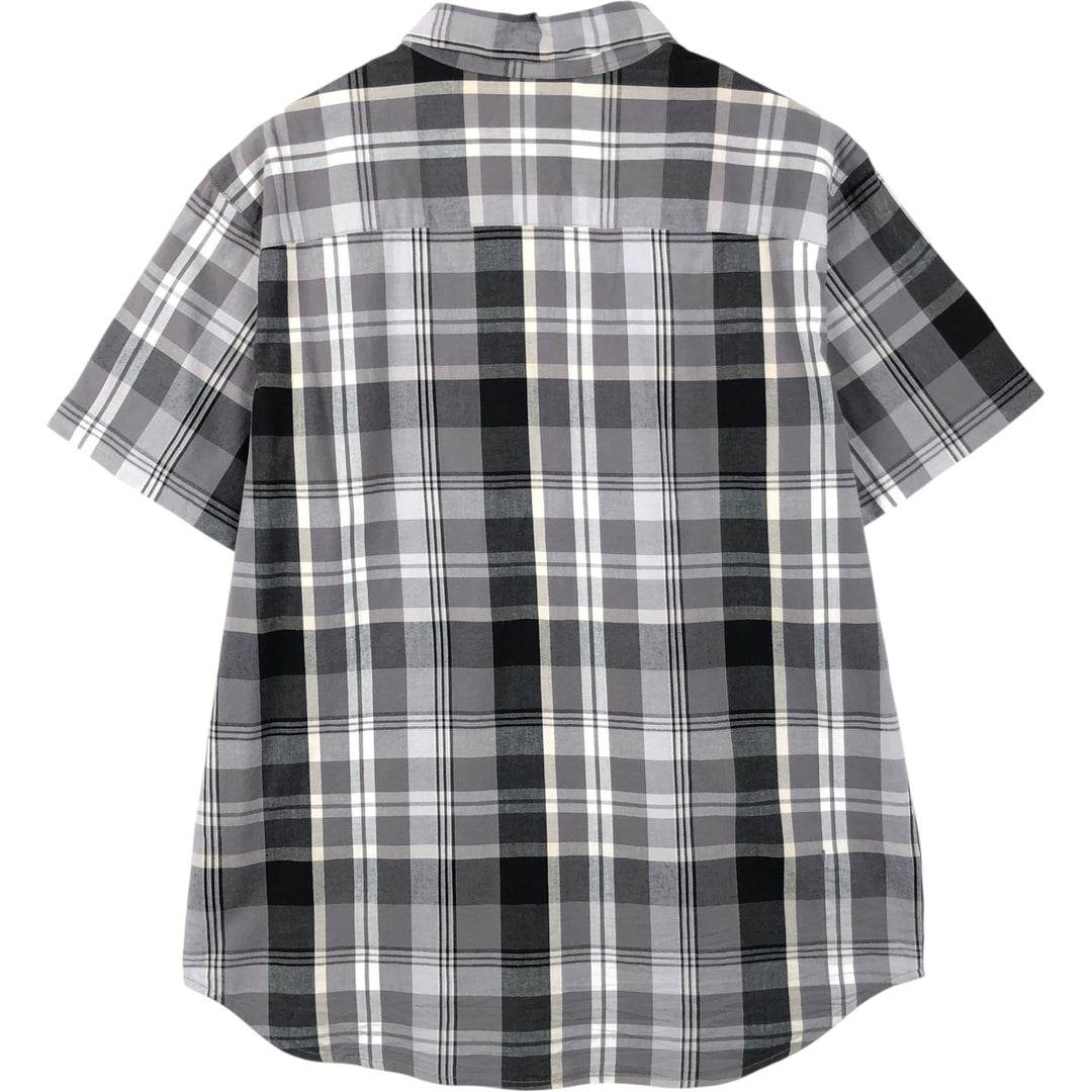 Columbia Regular Fit Short-Sleeve Button-Down Check Shirt, Men's Size L (approx.) cotton gray type Vintage Second Hand