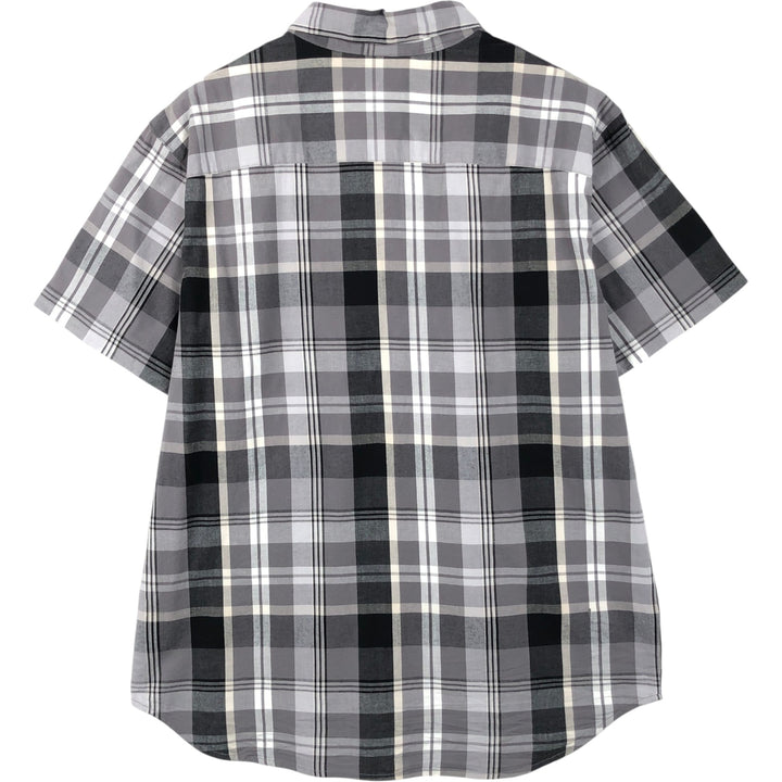 Columbia Regular Fit Short-Sleeve Button-Down Check Shirt, Men's Size L (approx.) cotton gray type Vintage Second Hand