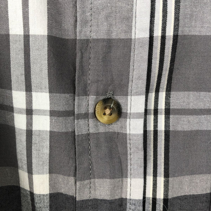 Columbia Regular Fit Short-Sleeve Button-Down Check Shirt, Men's Size L (approx.) cotton gray type Vintage Second Hand
