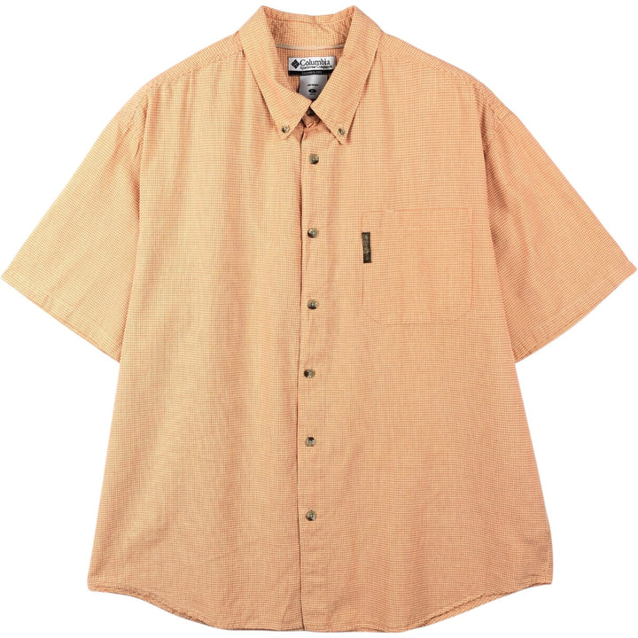 00'S Columbia Short Sleeve Button Down Check Shirt Men's XL cotton orange type Vintage Second Hand