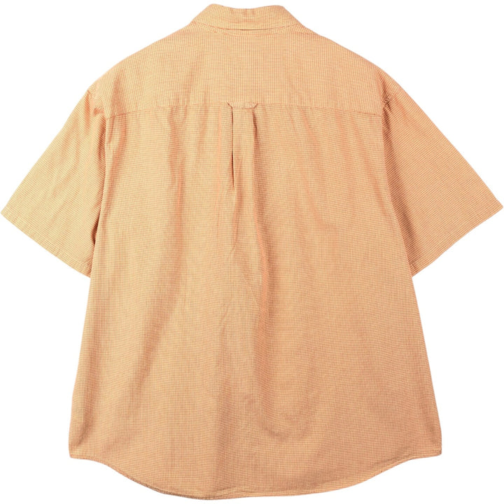 00'S Columbia Short Sleeve Button Down Check Shirt Men's XL cotton orange type Vintage Second Hand