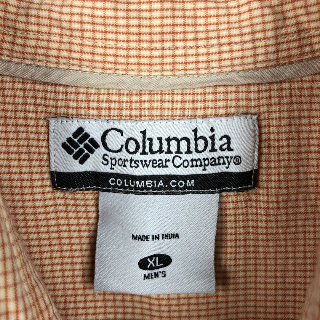 00'S Columbia Short Sleeve Button Down Check Shirt Men's XL cotton orange type Vintage Second Hand